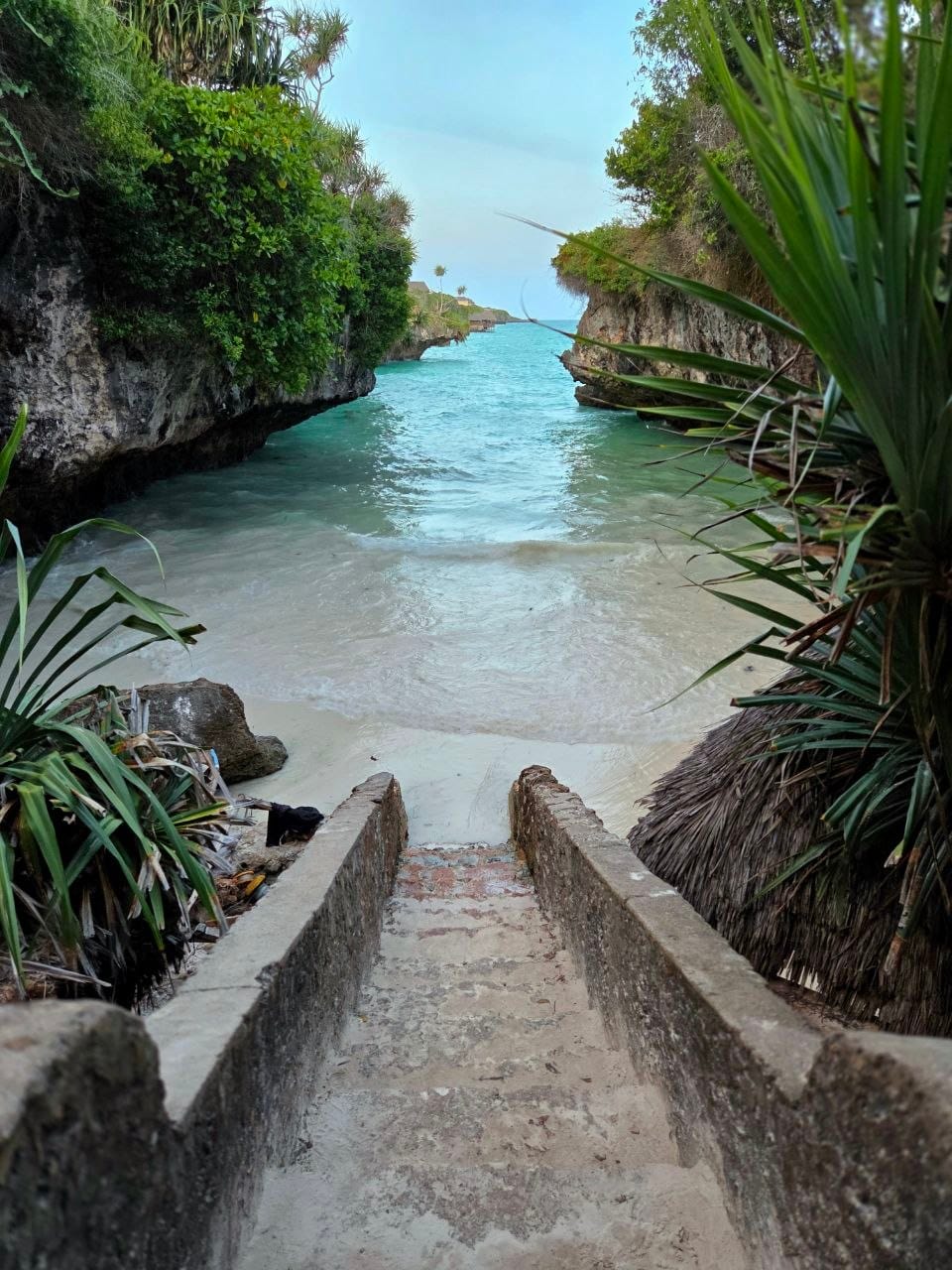 Steps leading to hidden beach cove